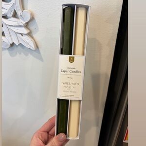 Threshold Taper Candles - Forest Green and Ivory